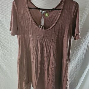 Charlotte Russe Pink Cut Out Short Sleeve T-Shirt